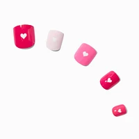 Red & Pink Heart Square Press On Vegan Faux Nail Set - 24 Pack