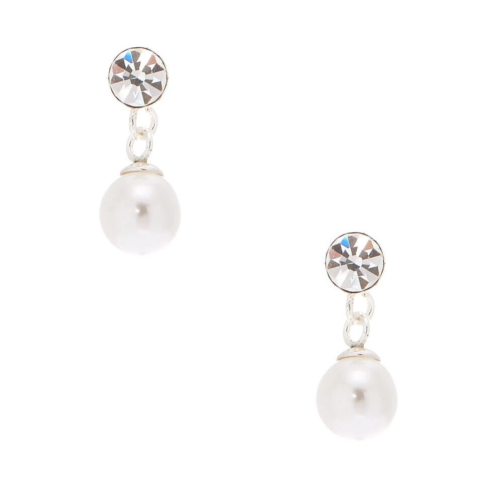 C LUXE by Claire's Sterling Silver 5MM Pearl Drop Stud Earrings