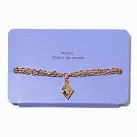 Gold-tone Triangle Crystal Chain Anklet