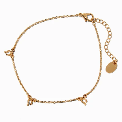 Gold-tone Multi Bow Chain Anklet