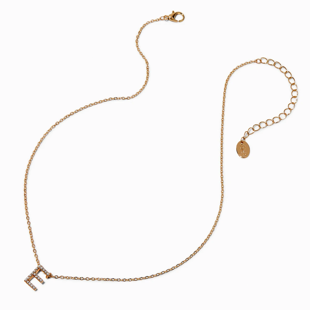 Gold-tone Mini Pearl Initial Chain Necklace - E