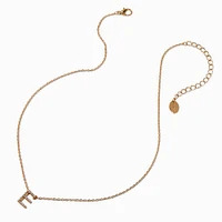 Gold-tone Mini Pearl Initial Chain Necklace - E