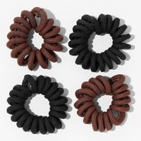 Black And Brown Spiral Hair Ties - 4 Pack