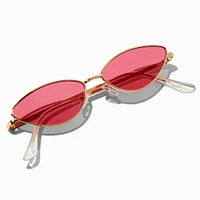 Pink Slim Cat Eye Metal Sunglasses