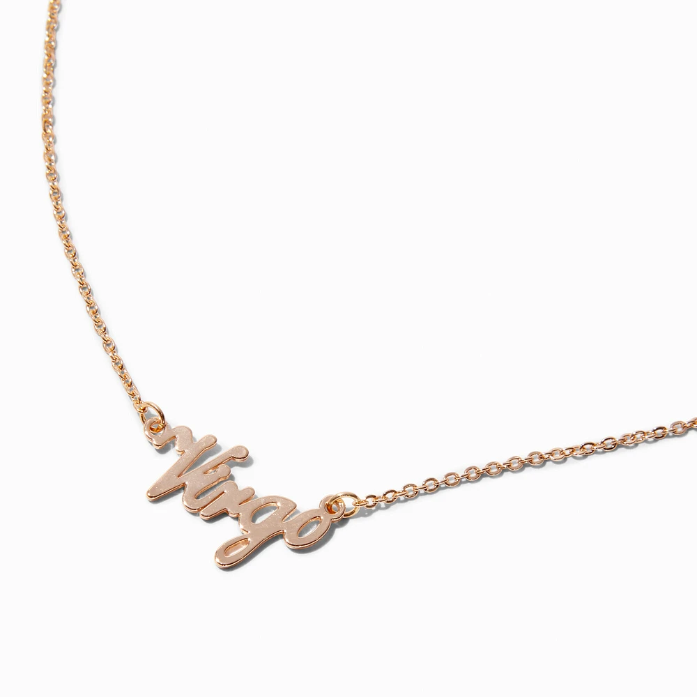 Gold-tone Script Zodiac Pendant Necklace - Virgo