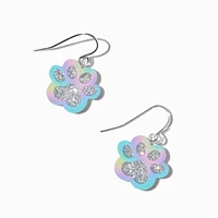 Rainbow Glitter Paw 0.5" Drop Earrings