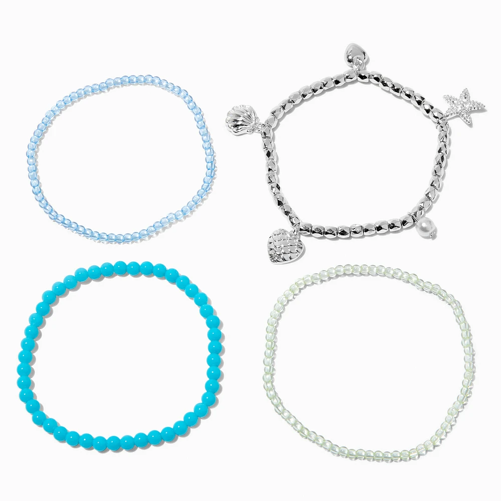 Turquoise Mermaid Stretch Bracelets - 4 Pack