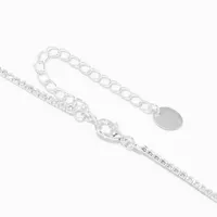 Silver Cubic Zirconia Baguette Charm Crystal Chain Necklace
