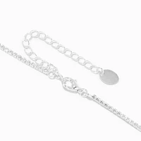 Silver Cubic Zirconia Baguette Charm Crystal Chain Necklace