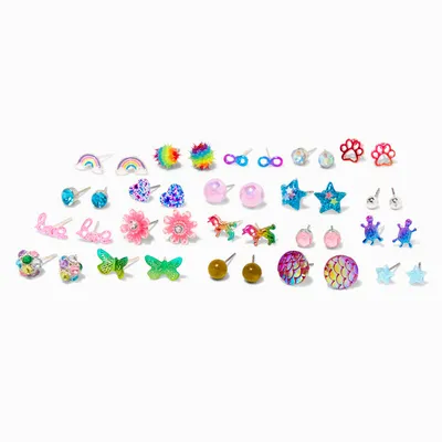 Rainbow Mix Stud Earrings - 20 Pack