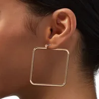 Gold-tone Square 50MM Hoop Earrings