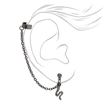Hematite Snake Cuff Connector Earrings