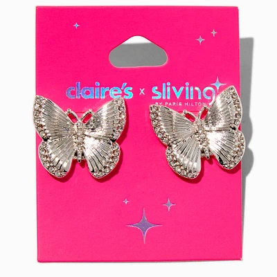 Claire's x Sliving by Paris Hilton Butterfly Crystal Stud Earrings