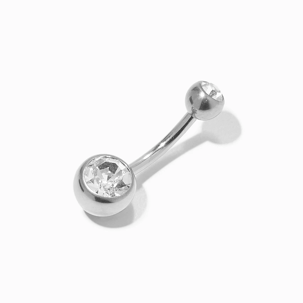 Titanium 14G Crystal Belly Ring