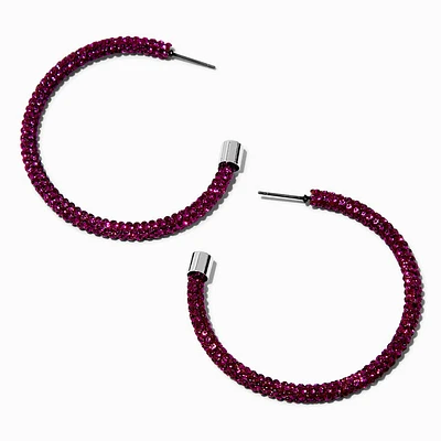 Purple Pavé Crystal 50MM Hoop Earrings
