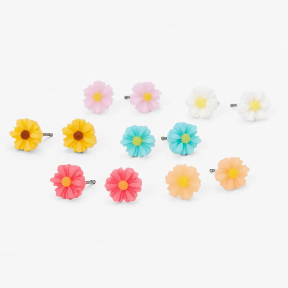 Floral Stud Earrings (6 Pack)