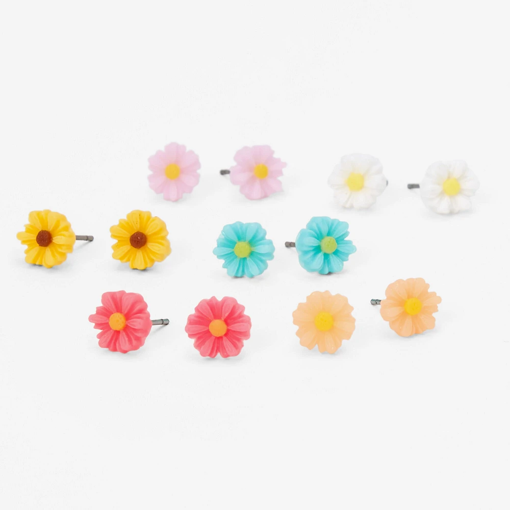 Floral Stud Earrings - 6 Pack
