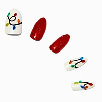 Christmas Lights Stiletto Press On Faux Nail Set - 24 Pack