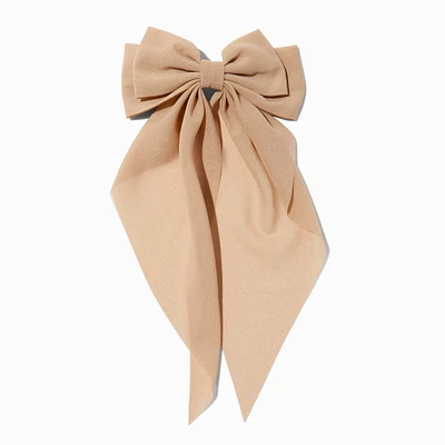 Taupe Long Tail Hair Bow Clip