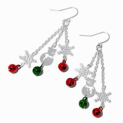 Snowman & Snowflake Linear Drop Earrings