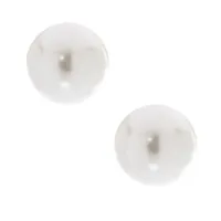 8MM Sterling Silver White Pearl Stud Earrings