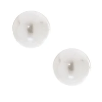 C LUXE by Claire's Sterling Silver 8mm White Pearl Stud Earrings