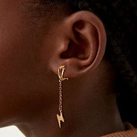 Gold-tone Lightning Linear Clip-On Drop Earrings