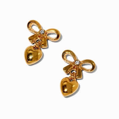 C LUXE by Claire's 18k Gold Plated Bow Heart Drop Earrings