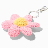 Pink Flower Crocheted Keychain