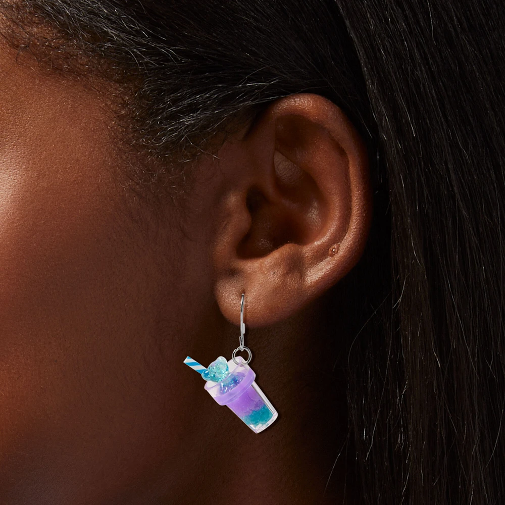 Purple Glow in the Dark 0.5" Gummy Bears® Drink Drop Earrings