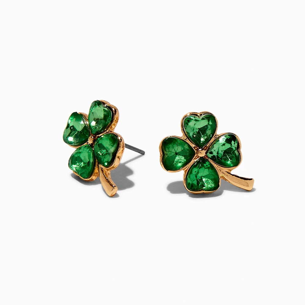 St. Patrick's Day Rhinestone Shamrock Stud Earrings