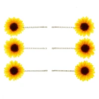 Sunflower Bobby Pins - Yellow, 6 Pack