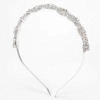 Silver-tone Braided Crystal Statement Headband