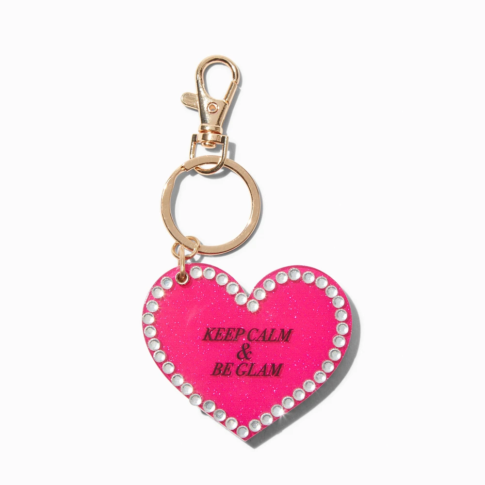 "Keep Calm & Be Glam" Heart Mirror Keychain