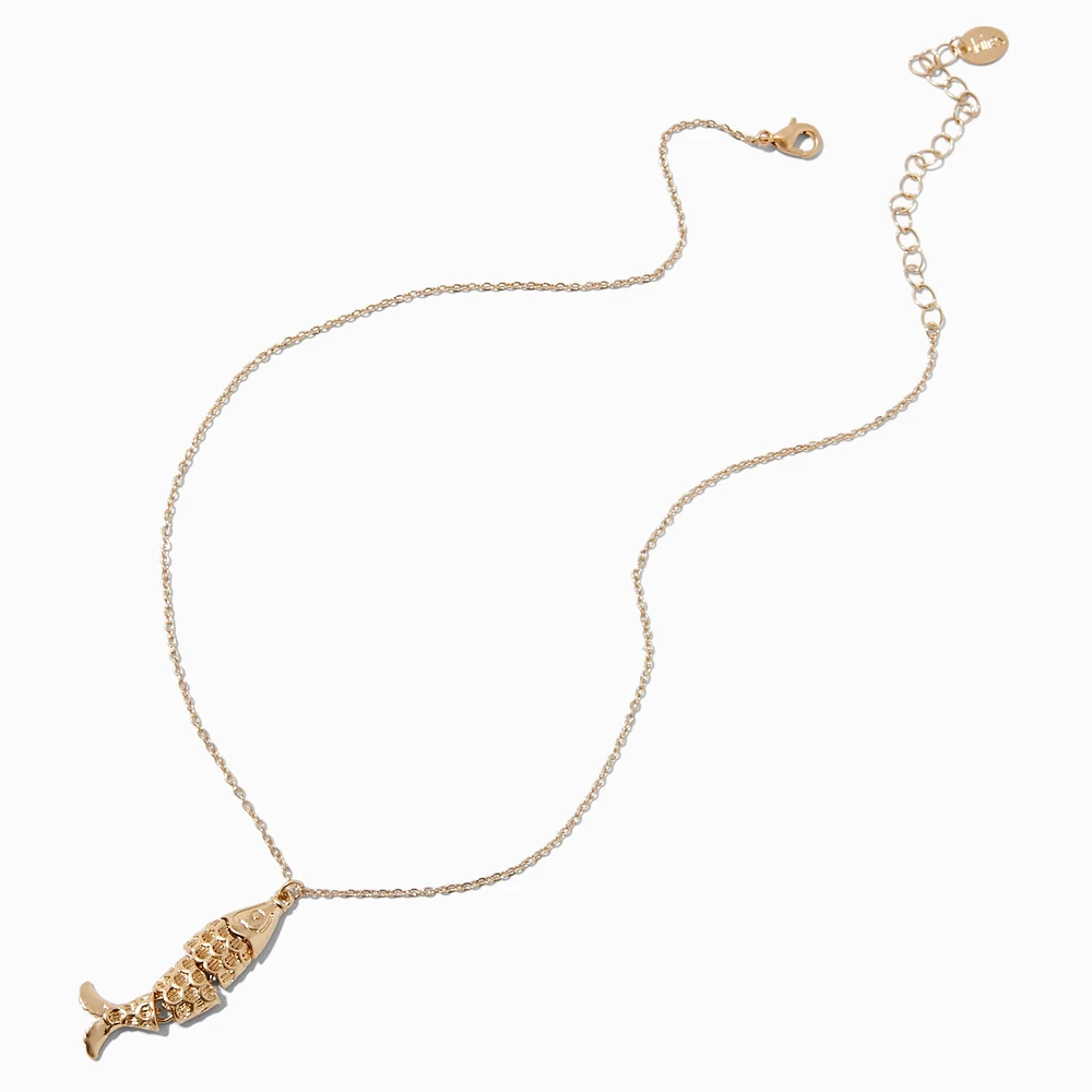 Gold-tone Articulated Fish Pendant Necklace