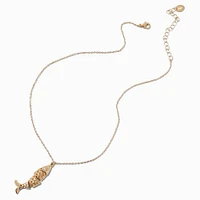 Gold-tone Articulated Fish Pendant Necklace