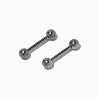 Silver-tone Titanium 14G Nipple Bars - 2 Pack