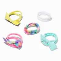 Claire's Club Rainbow Tie Dye Rolled Bow Hair Ties - 10 Pack