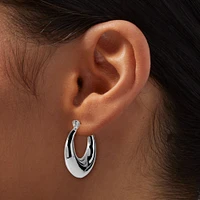 Silver-tone Round Tube 22MM Hoop Earrings