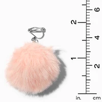 Light Pink Pom Pom 1.5" Clip On Drop Earrings