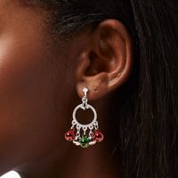 Silver 1" Christmas Bells Clip-On Drop Earrings