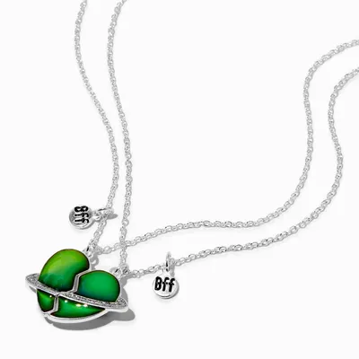 Best Friends Split Planet Heart Mood Necklaces - 2 Pack