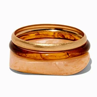 Gold-tone Tortoiseshell Marble Bangle Bracelets - 3 Pack