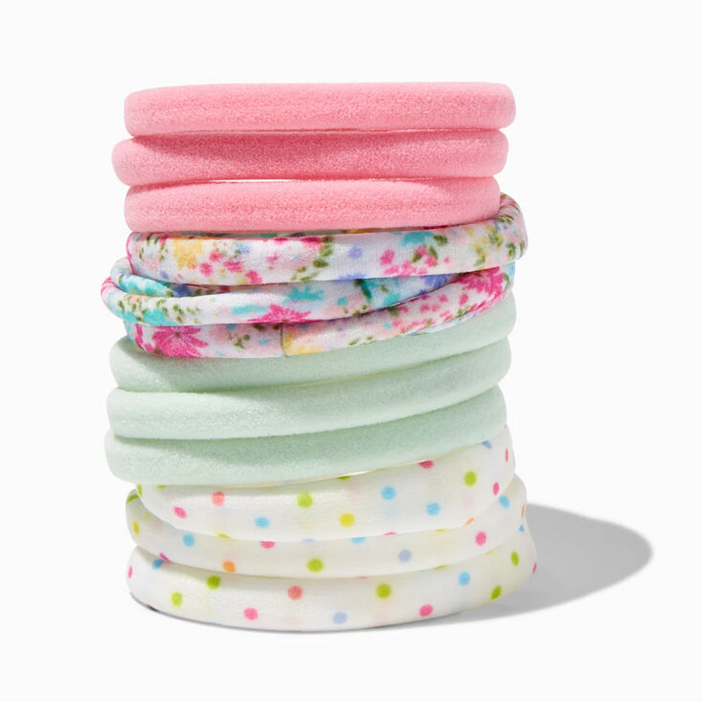 Pastel Floral Rolled Hair Ties - 12 Pack