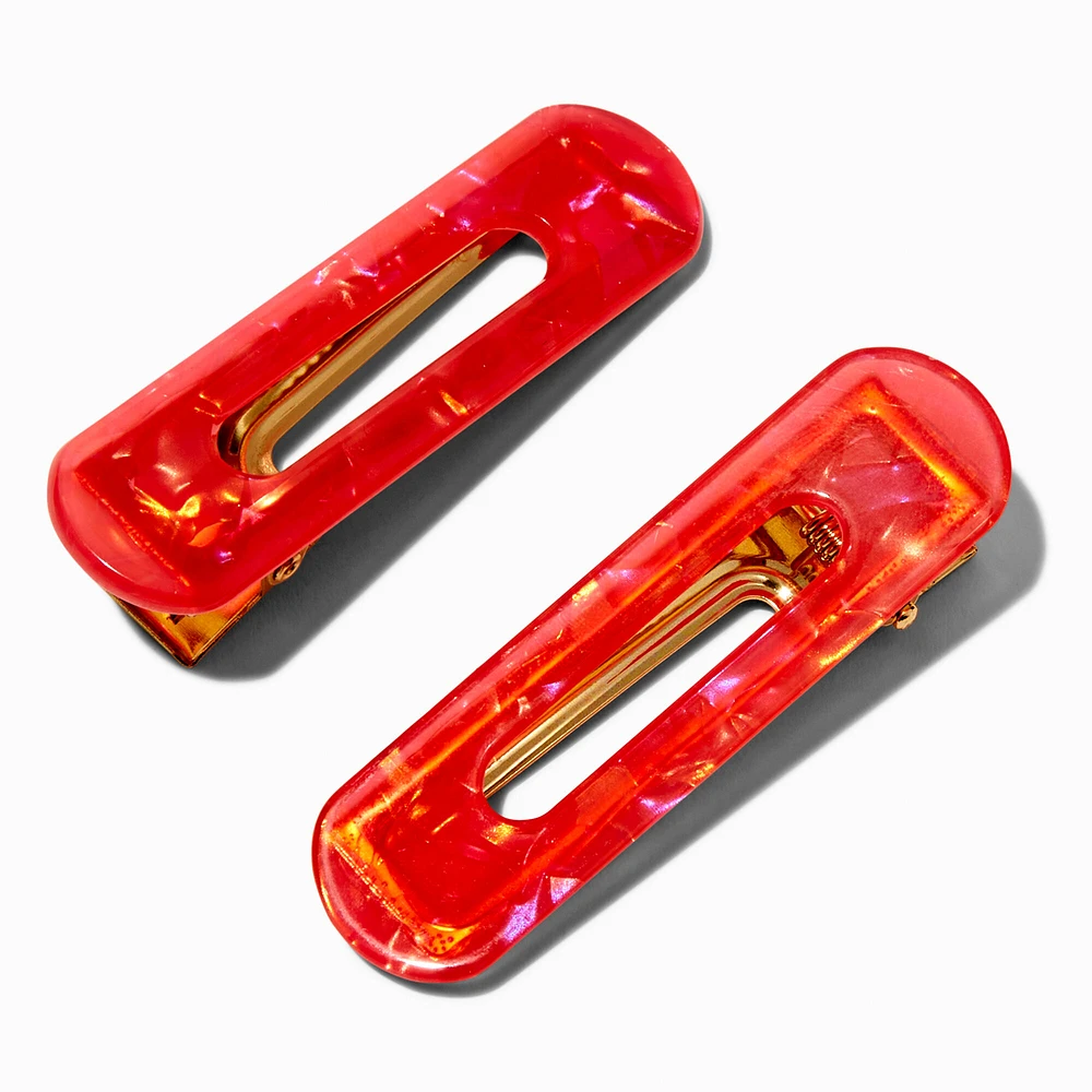 Coral Acrylic Hair Clips - 2 Pack