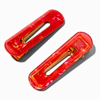 Coral Acrylic Hair Clips - 2 Pack