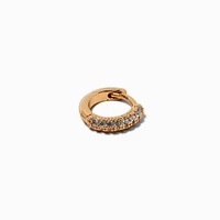 Gold-tone Stainless Steel Cubic Zirconia 18G Clicker Hoop Rook Earring