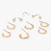 Gold Textured Earrings Set - 6 Pack