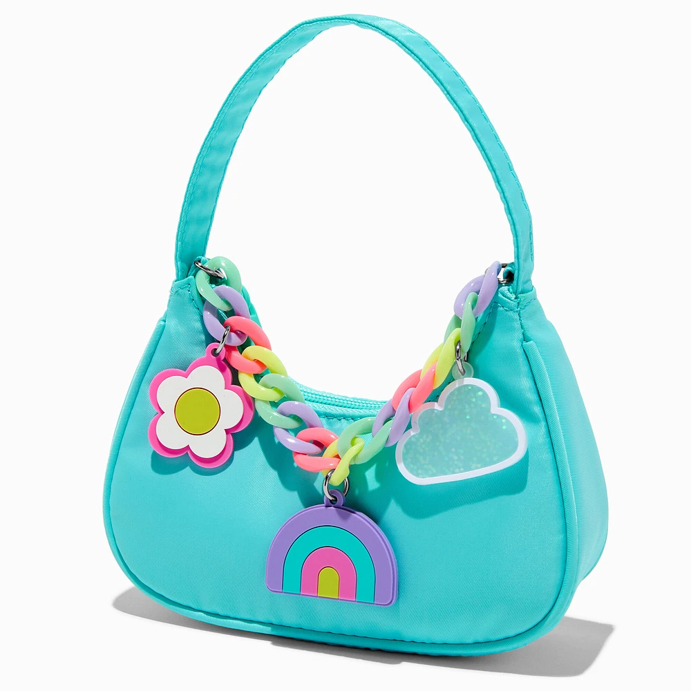 Claire's Club Rainbow Chain Teal Shoulder Bag