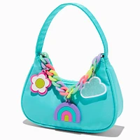 Claire's Club Rainbow Chain Teal Shoulder Bag